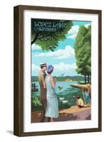 Lopez Lake, California - Lake Pathway-Lantern Press-Framed Art Print