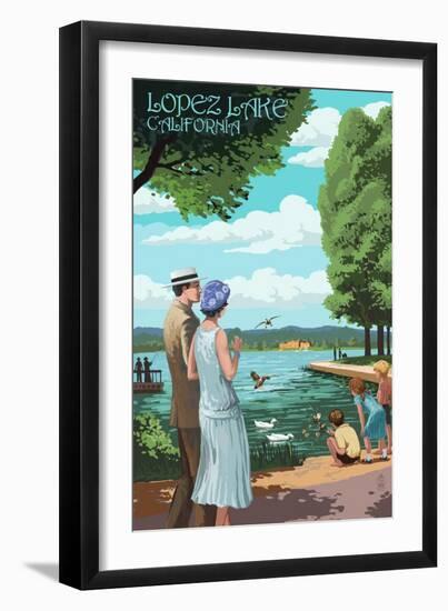 Lopez Lake, California - Lake Pathway-Lantern Press-Framed Art Print