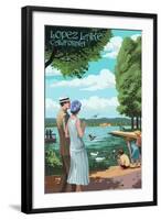 Lopez Lake, California - Lake Pathway-Lantern Press-Framed Art Print