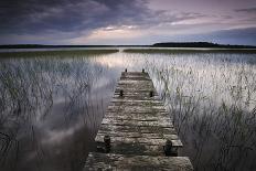 Lake Usma Viewed from a Mooring Stage on Moricsala Island with Dark Clouds, Moricsala, Latvia-López-Photographic Print