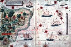 Map of Brazil by Portuguese Navigators Pedro Reinel and Lopo Homen, C1525-Lopo Homen-Framed Stretched Canvas