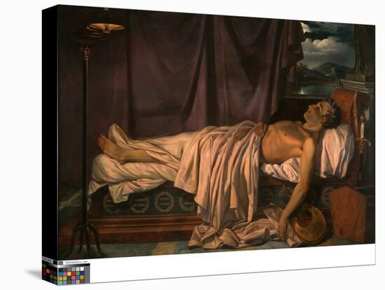 Lord Byron on His Deathbed, C.1826 (Oil on Canvas)-Joseph Denis Odevaere-Stretched Canvas