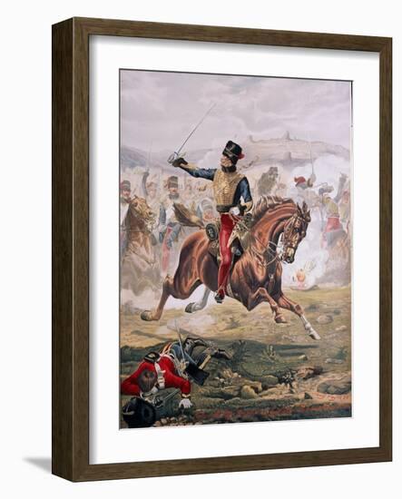 Lord Cardigan (1797-1868) Leading the Charge of the Light Brigade at the Battle of Balaklava,…-Henry A. Payne-Framed Giclee Print