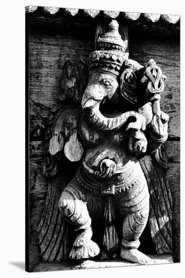 Lord Ganesh Wooden Sculpture, Mysore Temple, Karnataka, India, 1985-null-Stretched Canvas