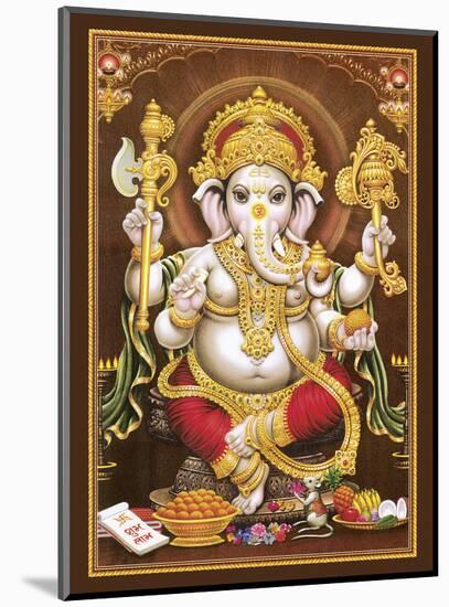 Lord Ganesha - Hindu Elephant Headed Deity - God of Wisdom, Knowledge and New Beginnings-null-Mounted Art Print