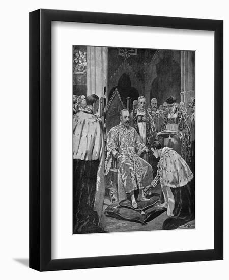 Lord Great Chamberlain Presenting Spurs to the King-John Charlton-Framed Art Print