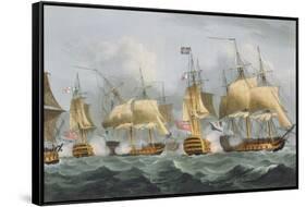 Lord Howe in the Queen Charlotte, 1794, Engraved Sutherland, Jenkins's 'Naval Achievements', 1816-Thomas Whitcombe-Framed Stretched Canvas