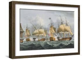 Lord Howe in the Queen Charlotte, 1794, Engraved Sutherland, Jenkins's 'Naval Achievements', 1816-Thomas Whitcombe-Framed Giclee Print
