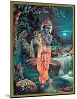 Lord Krishna The Enchanter - God of Love Playing his Flute-null-Mounted Giclee Print