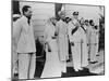 Lord Louis Mountbatten Handing over Power to Mahomed Ali Jinnah on Aug. 14, 1947-null-Mounted Photo