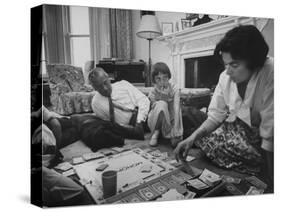 Lord Louis Mountbatten, with Daughter and Grandchildren Playing Monopoly-Ralph Crane-Stretched Canvas