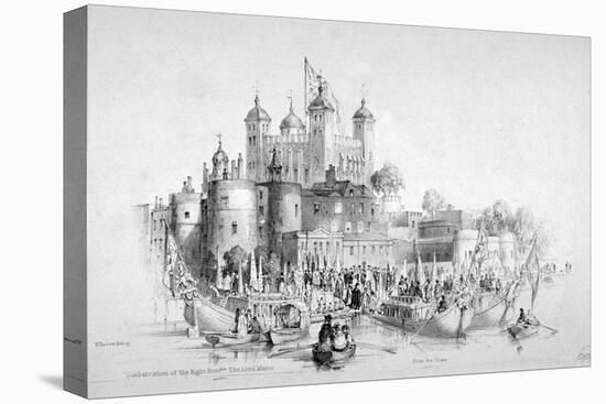 Lord Mayor Thomas Johnson and His Entourage Embarking from the Tower of London, 1840-William Parrott-Stretched Canvas