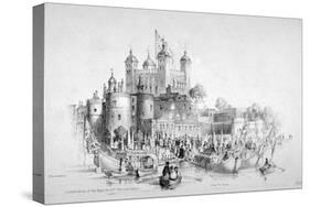 Lord Mayor Thomas Johnson and His Entourage Embarking from the Tower of London, 1840-William Parrott-Stretched Canvas