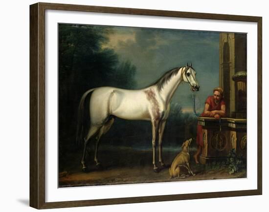 Lord Oxford's "Bloody-Shouldered Arabian" Held by a Groom in Arabian Dress-John Wootton-Framed Giclee Print