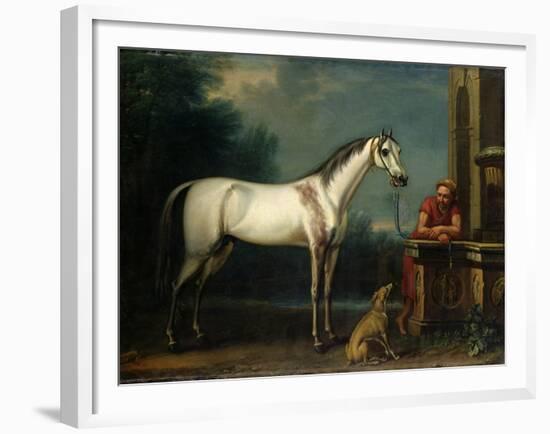 Lord Oxford's "Bloody-Shouldered Arabian" Held by a Groom in Arabian Dress-John Wootton-Framed Giclee Print