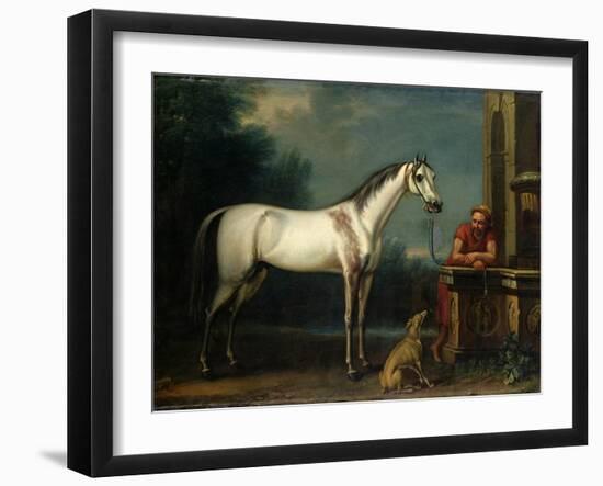 Lord Oxford's "Bloody-Shouldered Arabian" Held by a Groom in Arabian Dress-John Wootton-Framed Giclee Print