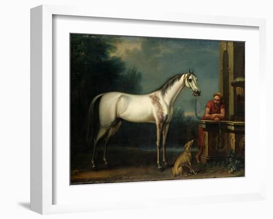 Lord Oxford's "Bloody-Shouldered Arabian" Held by a Groom in Arabian Dress-John Wootton-Framed Giclee Print