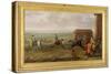 Lord Portmore Watching Racehorses on Exercise on Newmarket Heath, c.1735-John Wootton-Stretched Canvas