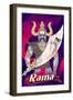 Lord Rama with Demon Ravana in Happy Dussehra Navratri Celebration India Holiday Background. Vector-Vecton-Framed Art Print