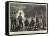 Lord Randolph Churchill at a Camp-Fire Concert at Fort Tuli-null-Framed Stretched Canvas