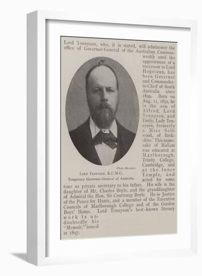 Lord Tennyson, Temporary Governor-General of Australia-null-Framed Giclee Print