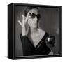 Loren with Wine-NaxArt-Framed Stretched Canvas