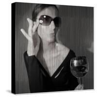 Loren with Wine-NaxArt-Stretched Canvas