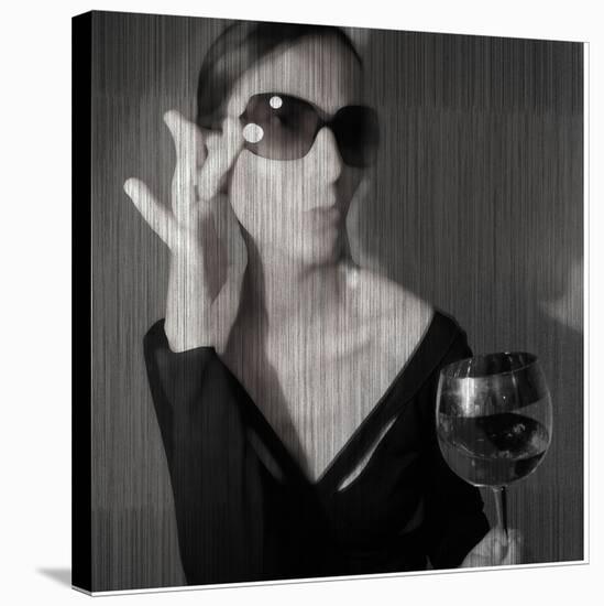 Loren with Wine-NaxArt-Stretched Canvas