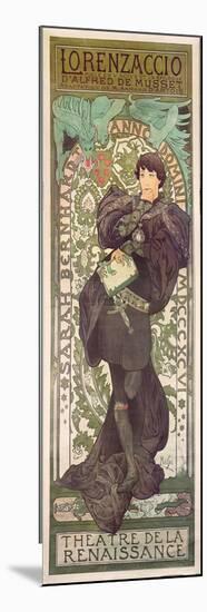 Lorenzaccio , with Sarah Bernhardt, at the Renaissance at the Théâtre De La Renaissance (Poster),-Alphonse Marie Mucha-Mounted Premium Giclee Print