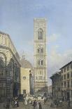 View of the Bell Tower of the Cathedral in Florence-Lorenzo Delleani-Framed Giclee Print