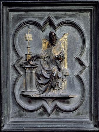 St Ambrose, Panel E of the North Doors of the Baptistery of San Giovanni, 1403-24 (Bronze)