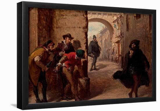 Lorenzo Valles/ Death of Juan de Escobedo. Around 1879. Table. 26.5 x 35cm.-LORENZO VALLES-Framed Poster