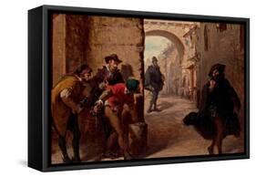 Lorenzo Valles/ Death of Juan de Escobedo. Around 1879. Table. 26.5 x 35cm.-LORENZO VALLES-Framed Stretched Canvas