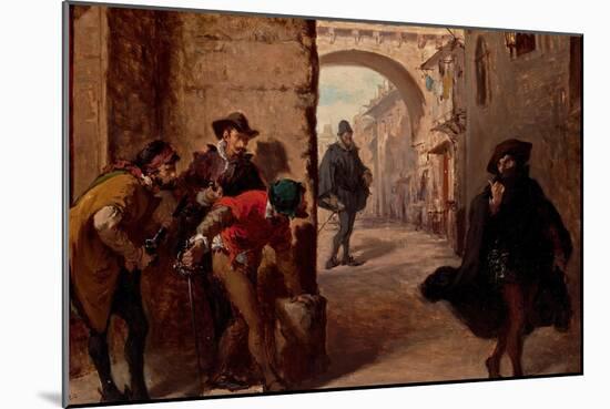 Lorenzo Valles/ Death of Juan de Escobedo. Around 1879. Table. 26.5 x 35cm.-LORENZO VALLES-Mounted Premium Giclee Print