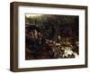 Lormes - a Torrent with a Standing Peasant, Spinning Wool, 1842-Jean-Baptiste-Camille Corot-Framed Giclee Print