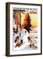 Lorraine, France - Sledding and Skiing at Vosges Poster-Lantern Press-Framed Art Print