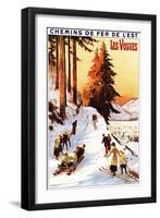 Lorraine, France - Sledding and Skiing at Vosges Poster-Lantern Press-Framed Art Print