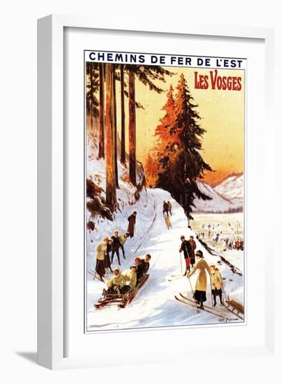 Lorraine, France - Sledding and Skiing at Vosges Poster-Lantern Press-Framed Art Print