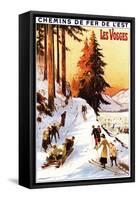 Lorraine, France - Sledding and Skiing at Vosges Poster-Lantern Press-Framed Stretched Canvas