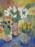 Yellow Tulips in a Blue and Gold Pot-Lorraine Platt-Giclee Print