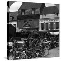 Lorries and Motorcycles of the Indian Army Corps, Merville, France, World War I, 1914-1918-null-Stretched Canvas