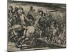 Los 200 cavalleros compañeros de los siete Infantes, cercados de la muchedumbre de los Moros...-null-Mounted Giclee Print
