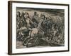 Los 200 cavalleros compañeros de los siete Infantes, cercados de la muchedumbre de los Moros...-null-Framed Giclee Print