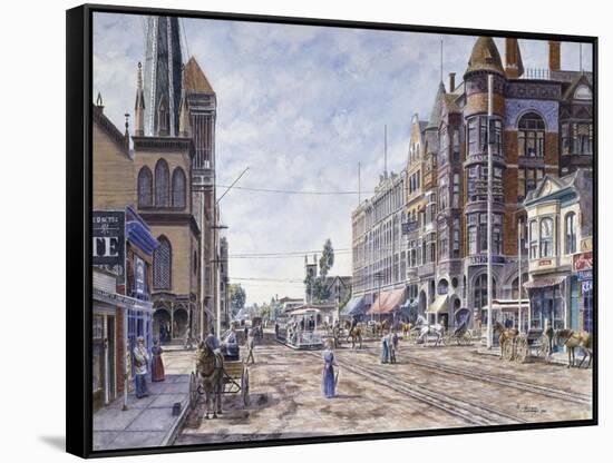 Los Angeles, 2Nd & Broadway-Stanton Manolakas-Framed Stretched Canvas