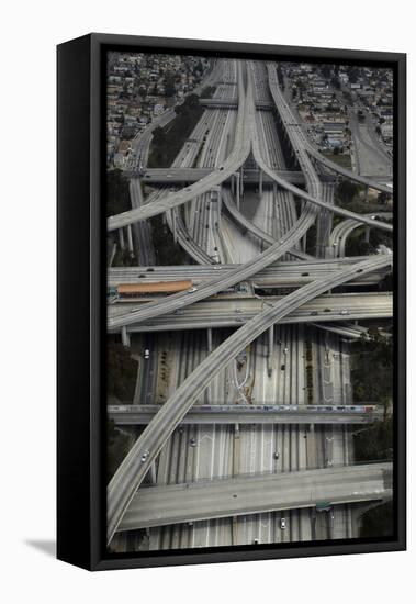 Los Angeles, Aerial of Judge Harry Pregerson Interchange and Highway-David Wall-Framed Stretched Canvas