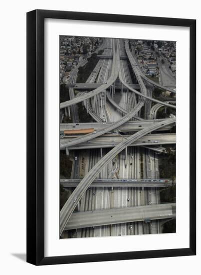 Los Angeles, Aerial of Judge Harry Pregerson Interchange and Highway-David Wall-Framed Photographic Print