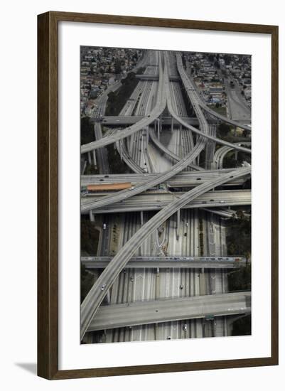 Los Angeles, Aerial of Judge Harry Pregerson Interchange and Highway-David Wall-Framed Photographic Print