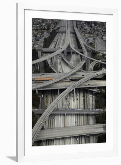 Los Angeles, Aerial of Judge Harry Pregerson Interchange and Highway-David Wall-Framed Photographic Print