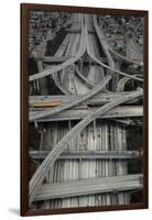 Los Angeles, Aerial of Judge Harry Pregerson Interchange and Highway-David Wall-Framed Premium Photographic Print