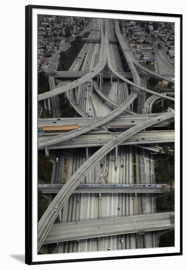 Los Angeles, Aerial of Judge Harry Pregerson Interchange and Highway-David Wall-Framed Premium Photographic Print